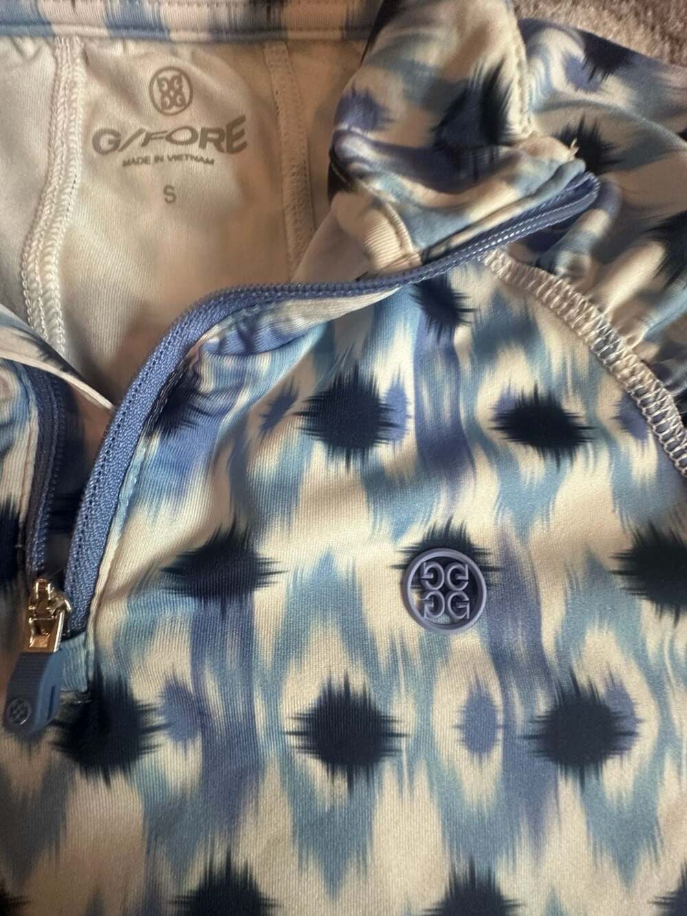 G/Fore 1/4 Zip Pullover Size S Blue Ikat Long Sleeve Golf Top